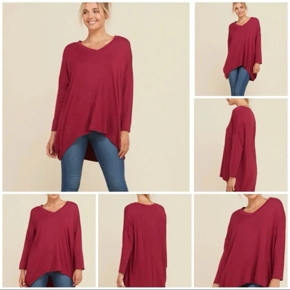 Berry oversized knit top 3/4 sleeve - Picture 1 of 2